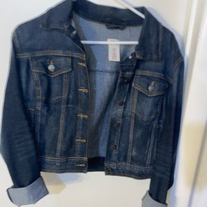 Cropped Dark Denim Jean Jacket